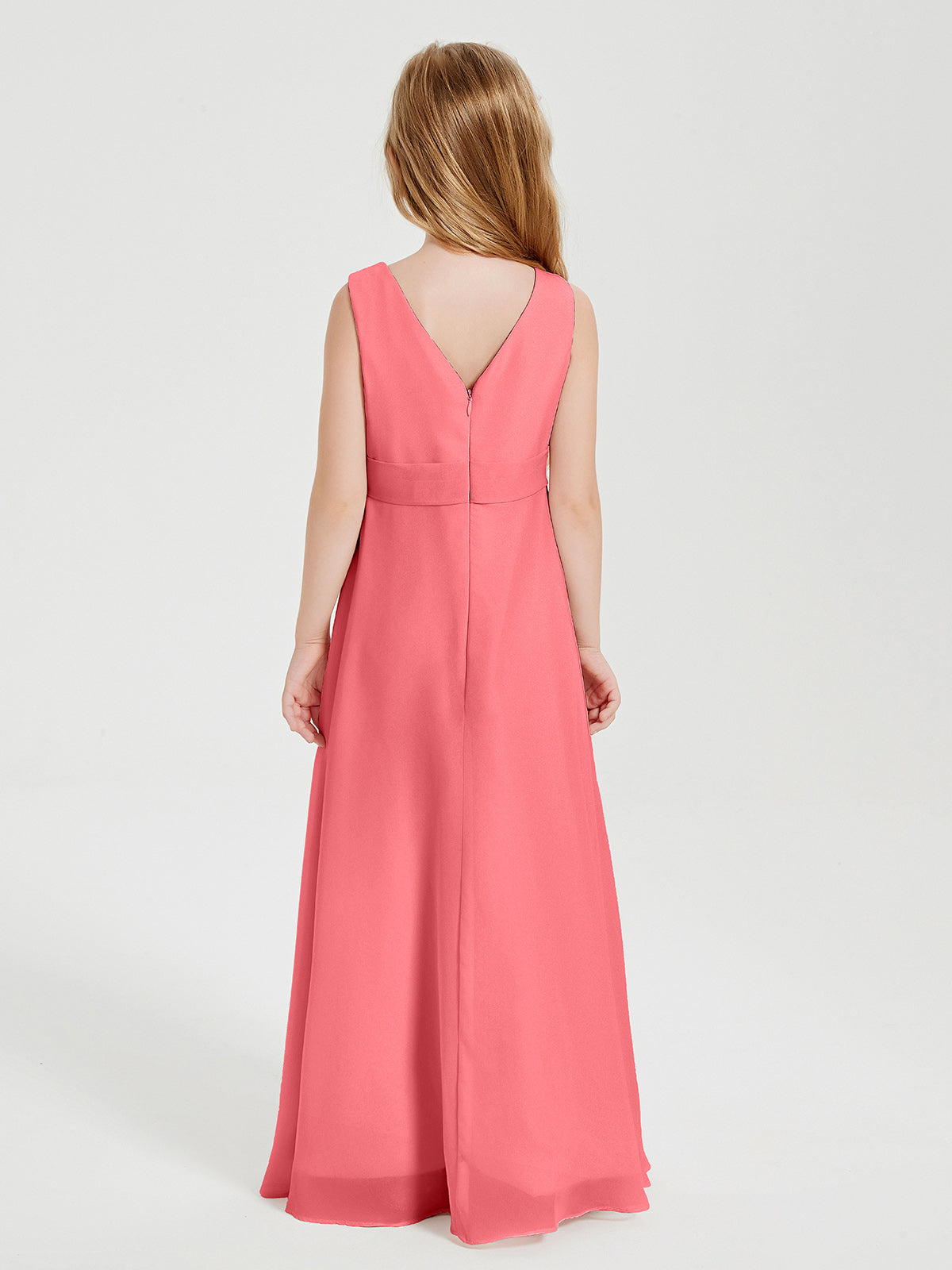 Boho Long Chiffon Bridesmaid Gown Watermelon